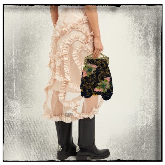 Vintage Brass Handle Black Lace Beaded Bag - Picture 12 of 16